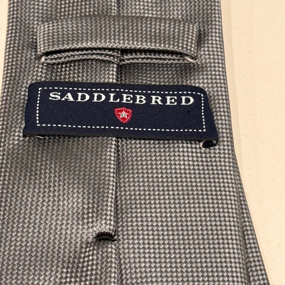 Saddlebred Mens Necktie Charcoal Grey Micro Check Textured Extra Long XL Tie‎ - Picture 3 of 6